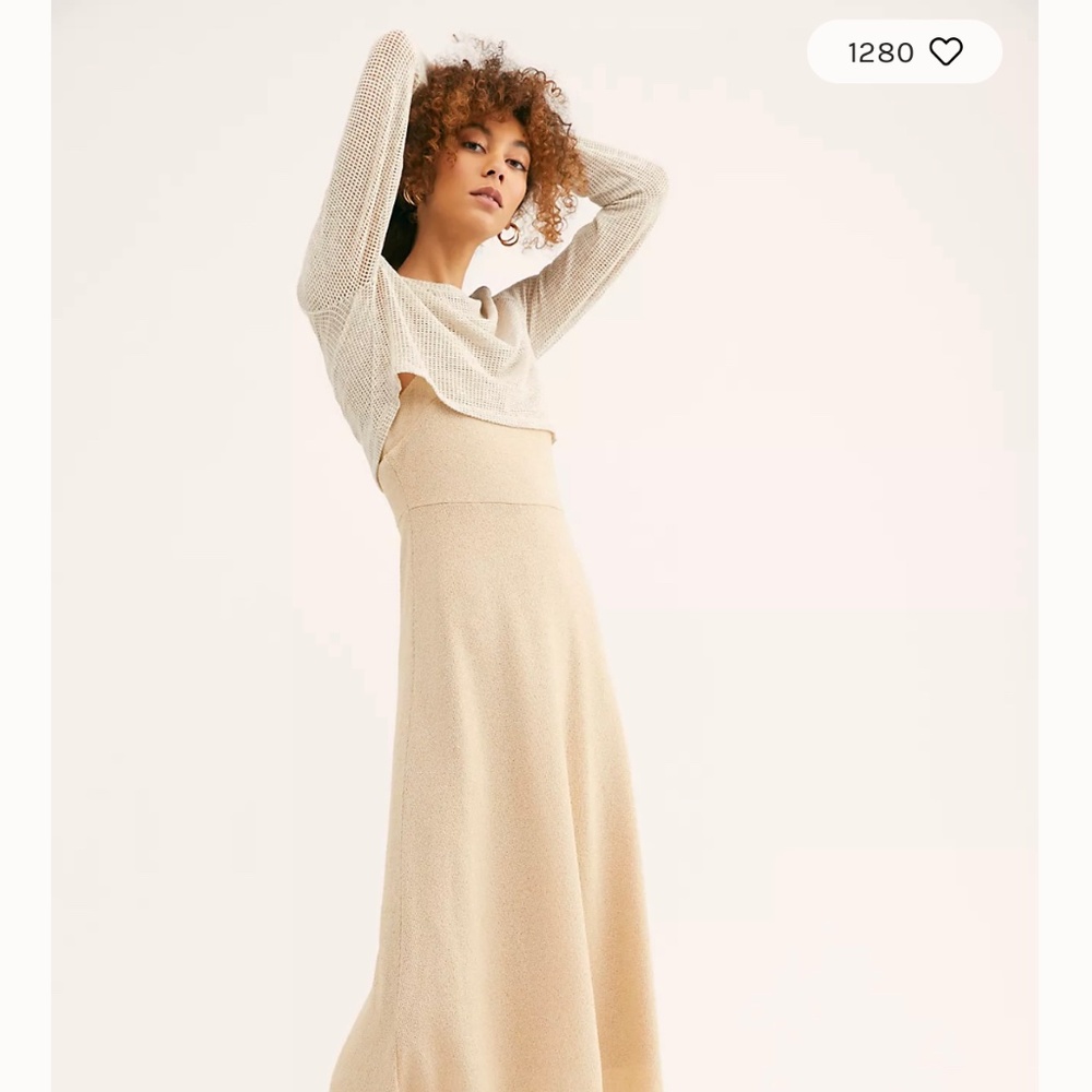 New Free People Island Set Knit Dress Tan Medium